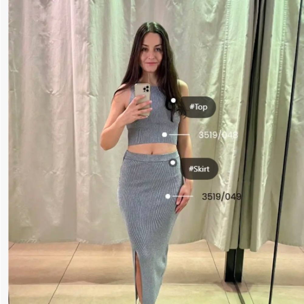 ZARA Bloggers Fav Skirt Set - Metallic Silver